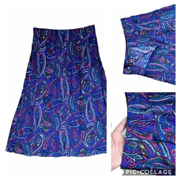 Vintage Boho Paisley Print Side Pockets Skirt - Picture 10 of 16